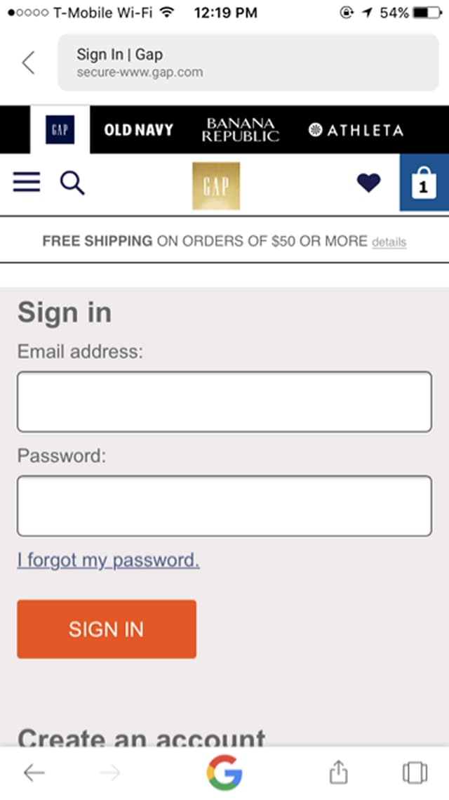 Old sign-in page