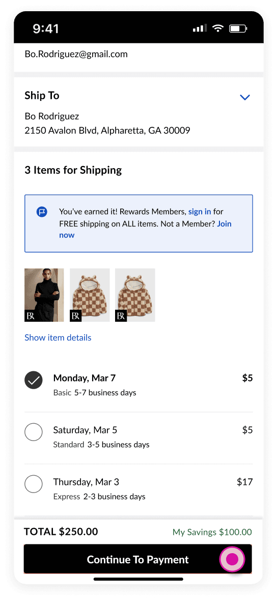 guest flow: shipping